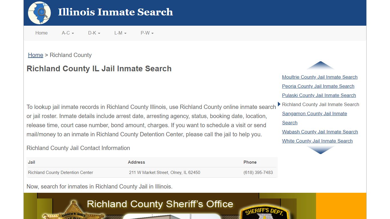 Richland County IL Jail Inmate Search